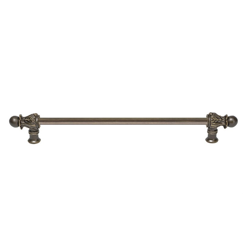 18" Centers 1/2" Round Smooth Bar Long Pull Romanesque Style in Antique Brass