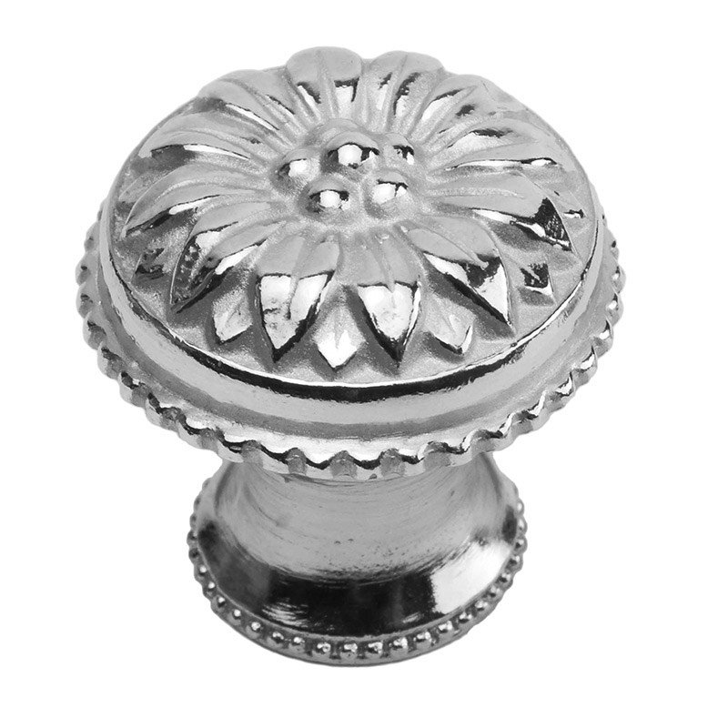 Large Knob with Flared Foot Rosette Style With Sleeve in Platinum
