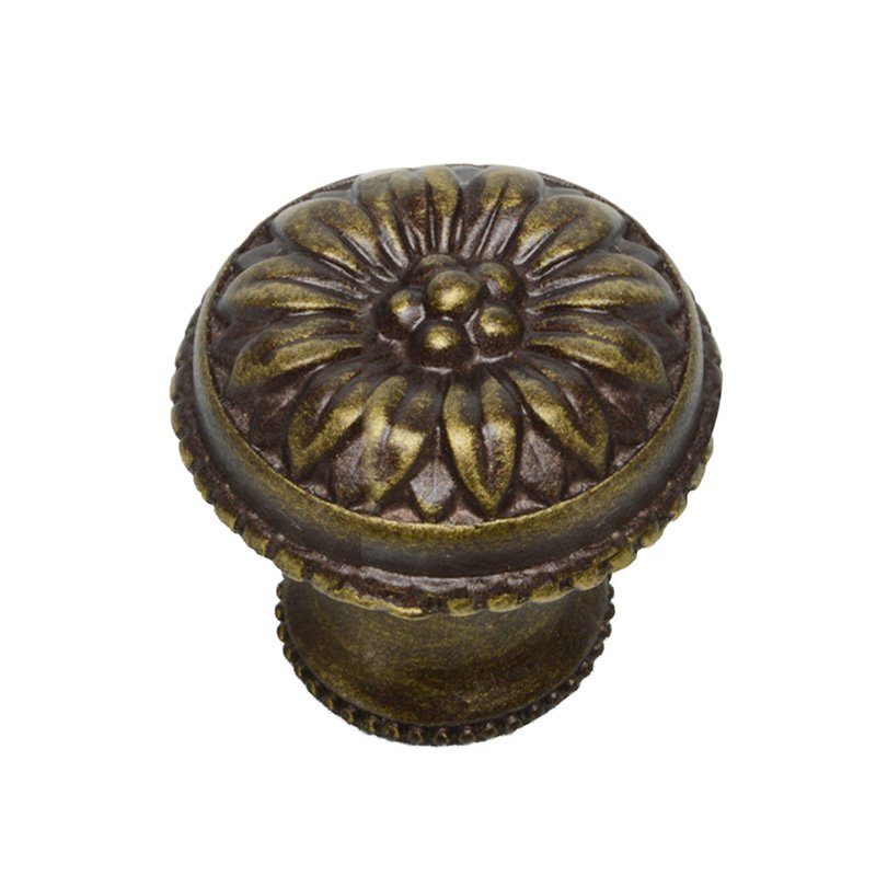 Large Knob Rosette Style With Sleeve in Antique Brass