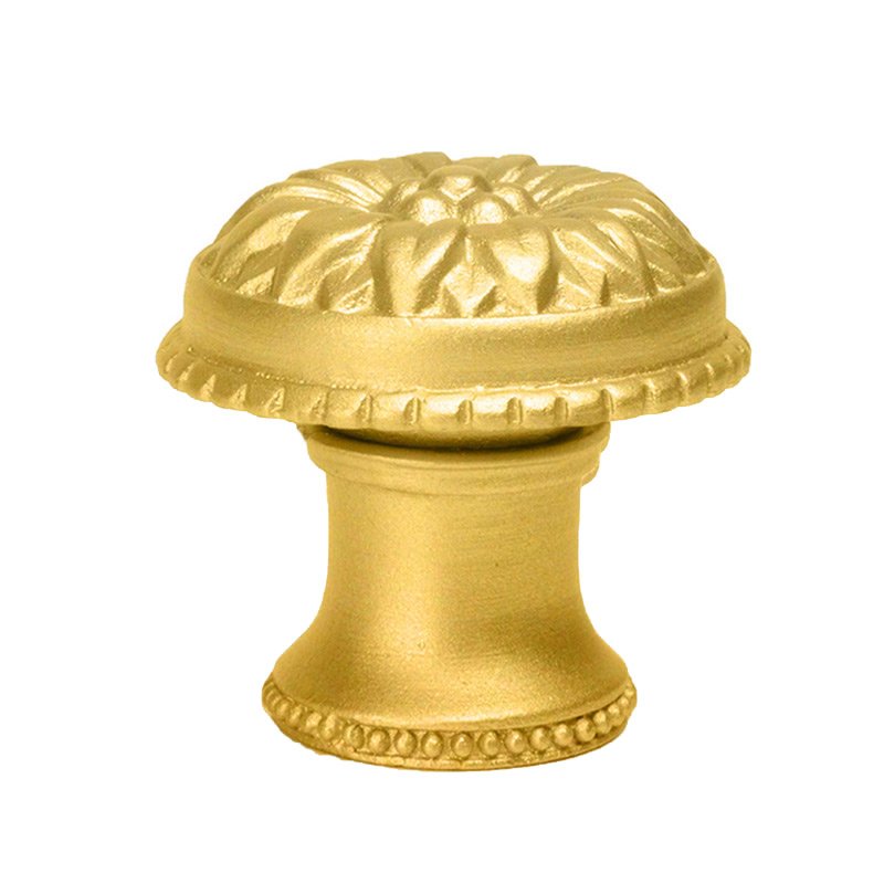 Large Knob with Flared Foot Rosette Style With Sleeve in Satin Gold