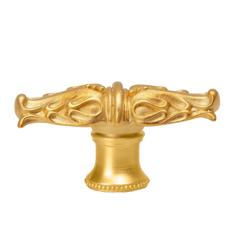 Leaves Large Knob With Flared Foot Romanesque Style in Satin Gold