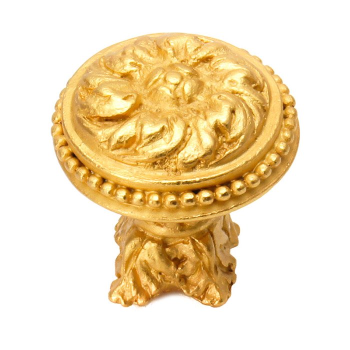 1 1/2" Diameter Large Knob with Column Base in Satin Gold