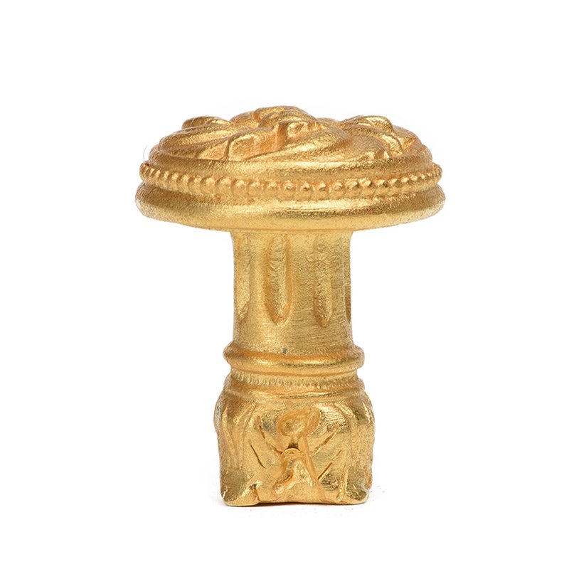 Beaded Knob with Column Base in Satin Gold