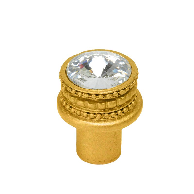Medium Round Knob with an 18mm Swarovski Crystal in Satin Gold with Crystal