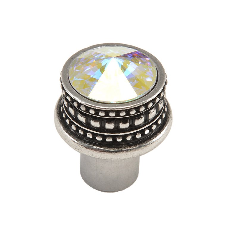 Medium Round Knob with an 18mm Swarovski Crystal in Chalice with Aurora Boreal Crystal