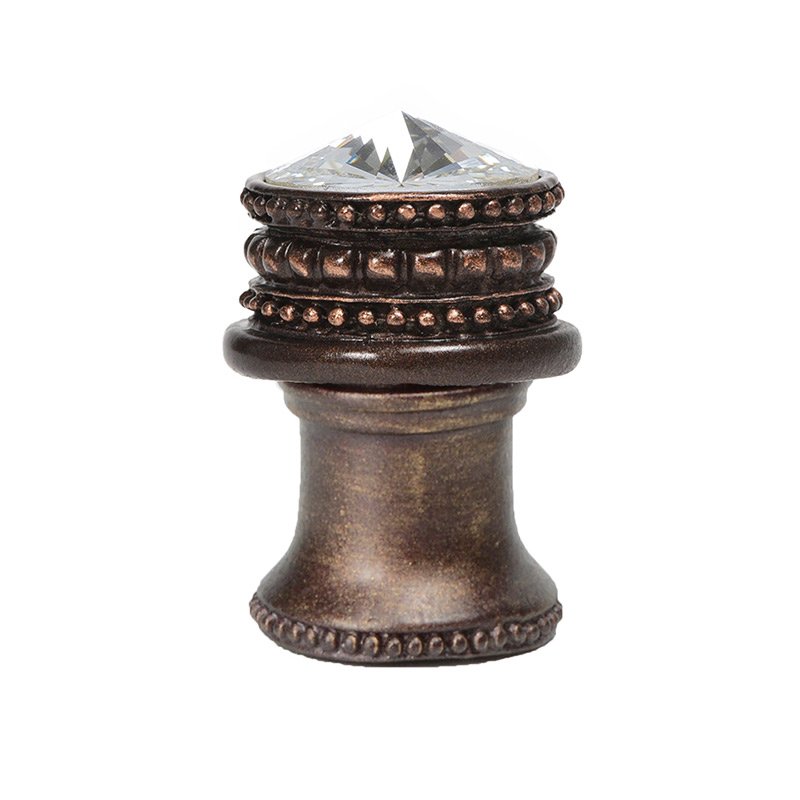Medium Round Knob With Flared Foot With An 18Mm Swarovski Crystal In Oil Rubbed Bronze