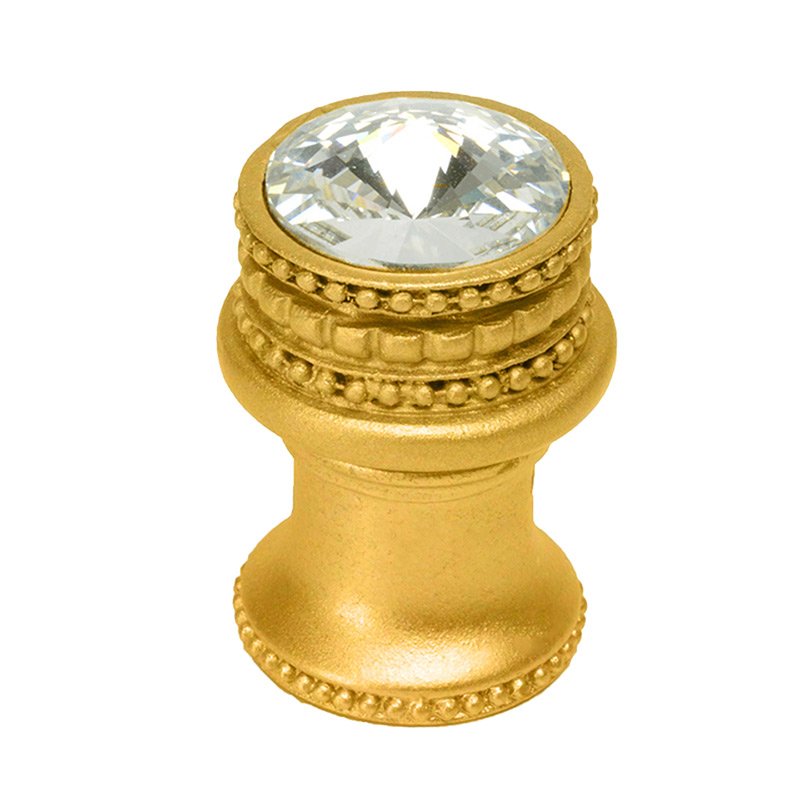 Medium Round Knob With Flared Foot With An 18Mm Swarovski Crystal In Satin Gold