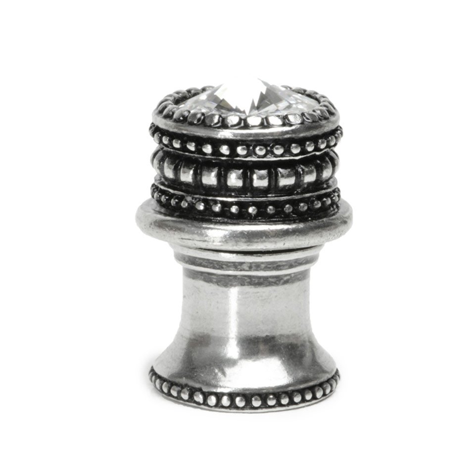 Medium Round Knob With Flared Foot With An 16Mm Swarovski Crystal In Platinum