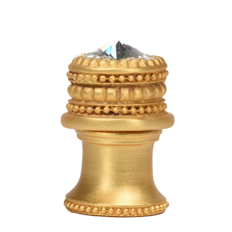 Medium Round Knob With Flared Foot With An 16Mm Swarovski Crystal In Satin Gold
