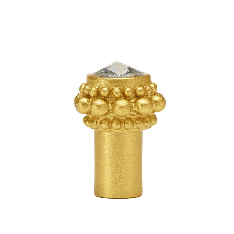 Small Round Knob in Satin Gold with Crystal