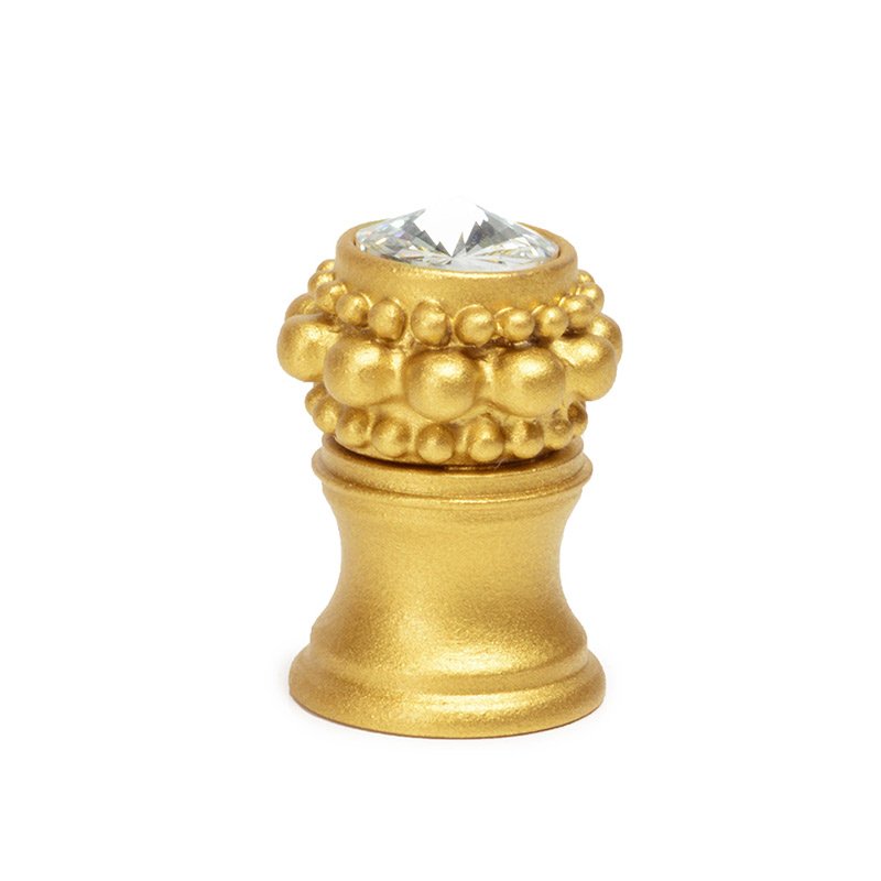 Small Round Knob With Flared Foot With A Rivoli Swarovski Crystal In Satin Gold