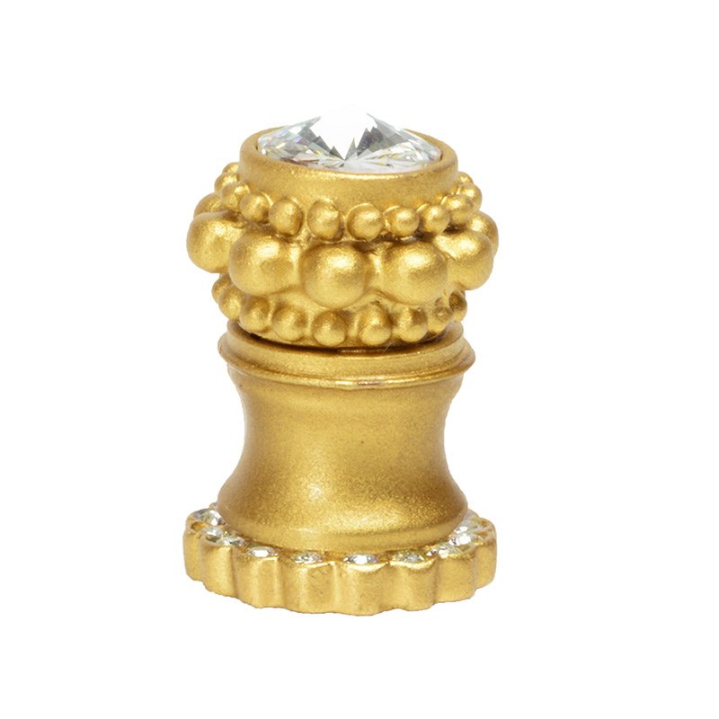 Small Round Knob With Halo Platform With 20 Swarovski Crystals In Satin Gold