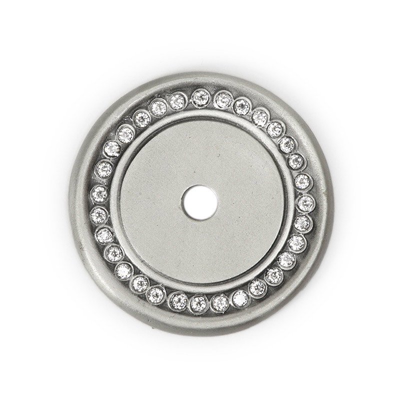 1 1/2" Knob Backplate with Swarovski Crystals in Satin with Crystal
