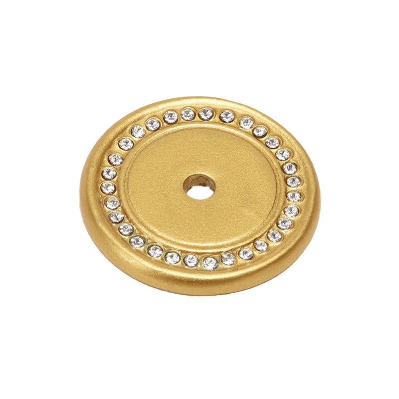 1 1/2" Knob Backplate with Swarovski Crystals in Satin Gold with Crystal