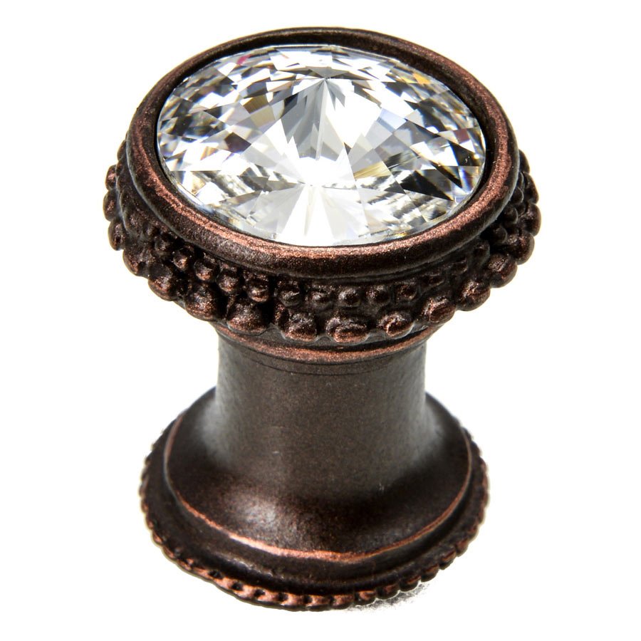 15/16" Knob with Swarovski Elements in Oil Rubbed Bronze with Crystal