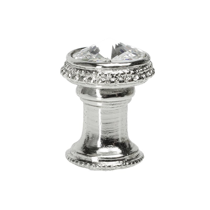 15/16" Diameter Knob With 18mm Rivoli Swarovski Crystal in Platinum with Crystal