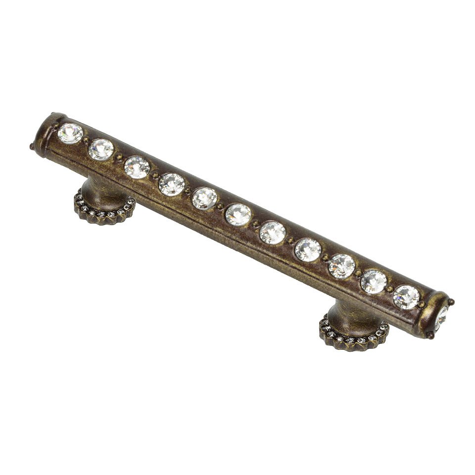3" Centers Pull With Halo Platforms With Center Of Swarovski Crystals In Oil Rubbed Bronze