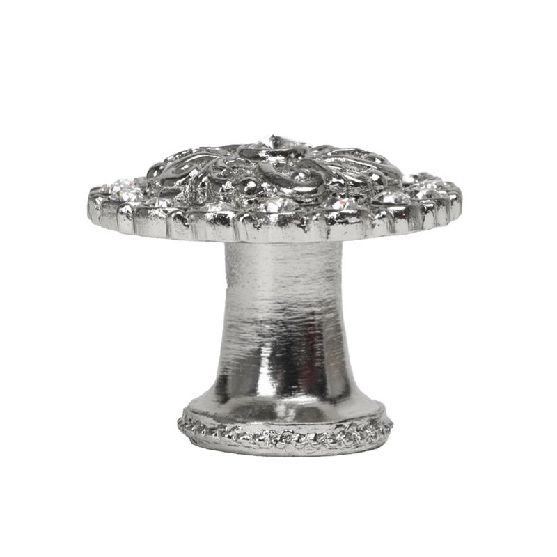 Medium Round Knob With Flared Foot With Swarovski Crystals In Platinum
