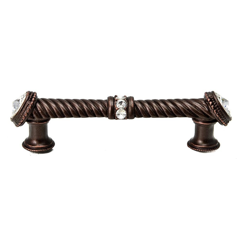 4" Centers Large Pull in Oil Rubbed Bronze with Aurora Boreal Crystal
