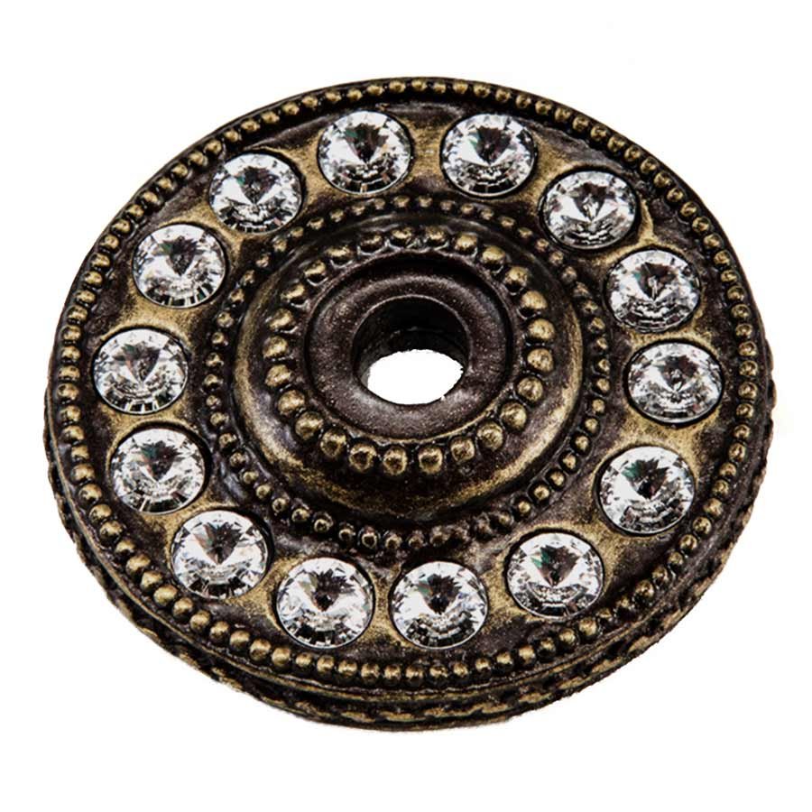 Round Backplate in Antique Brass with Crystal