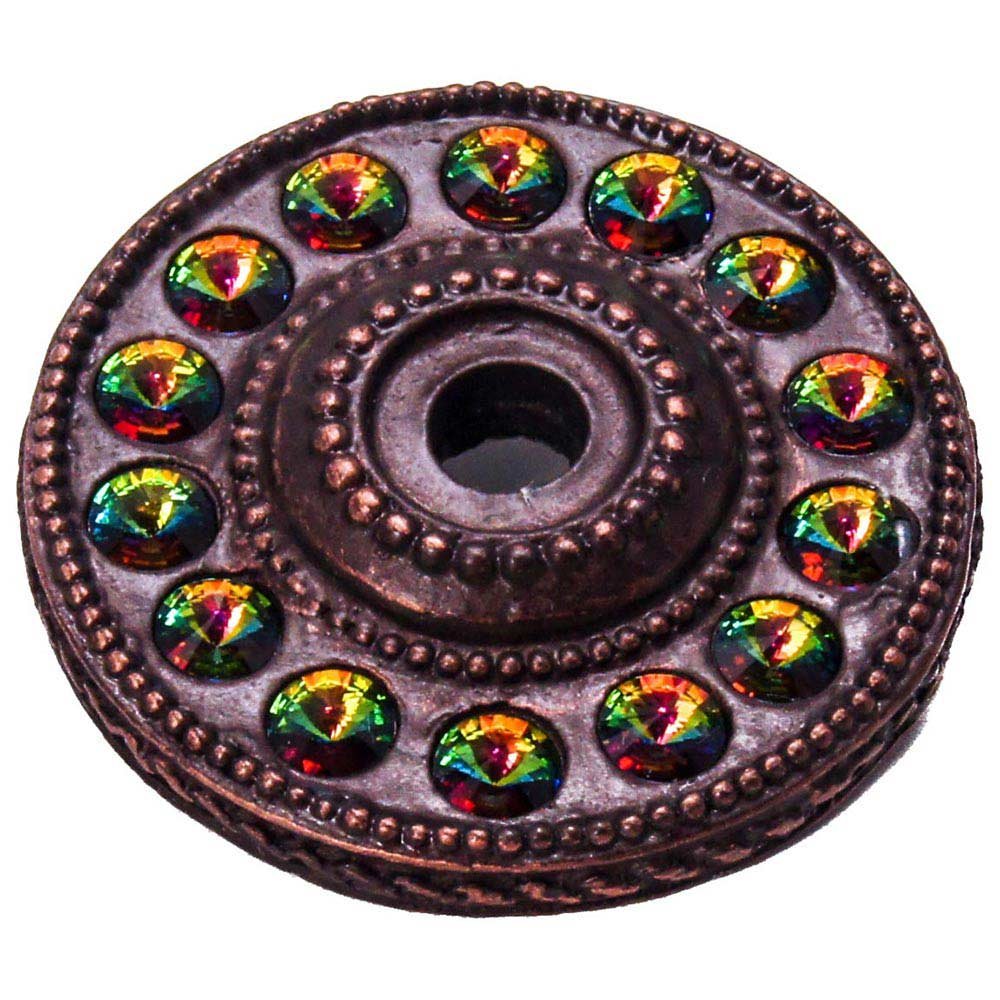 Large Round Escutcheon with Swarovski Elements in Oil Rubbed Bronze with Vitral Medium