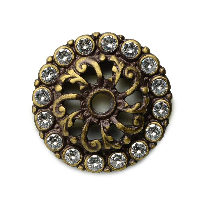 Small Escutcheon with Swarovski Elements in Antique Brass with Crystal