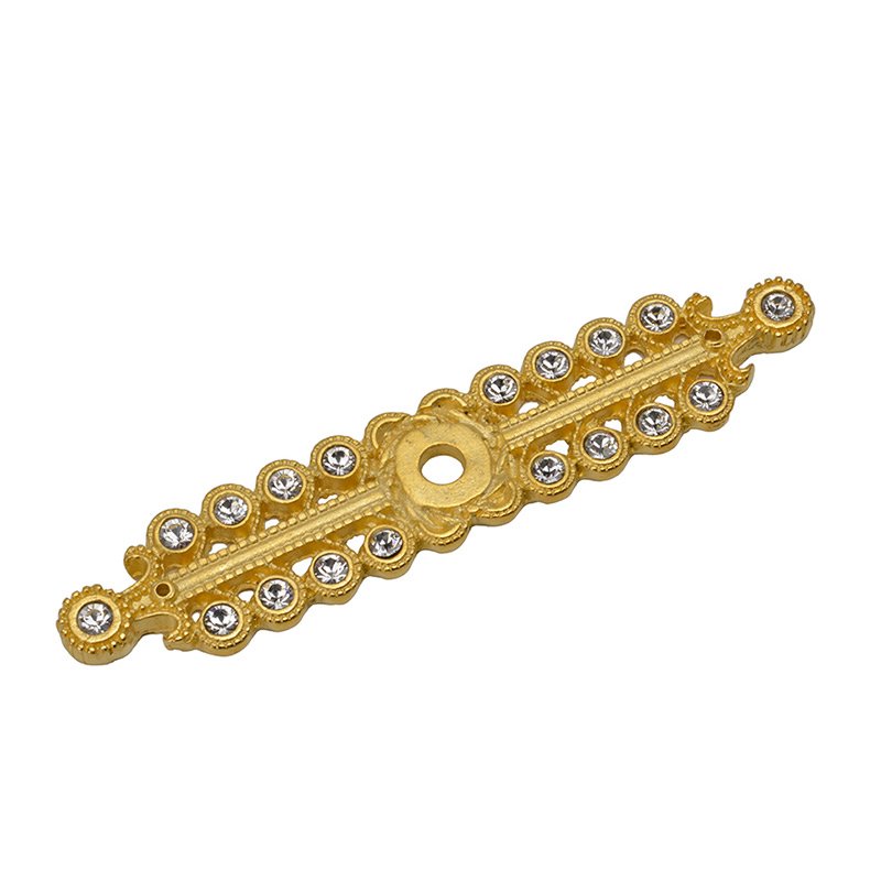 Small Elongated Escutcheon with Swarovski Elements in Satin Gold with Crystal