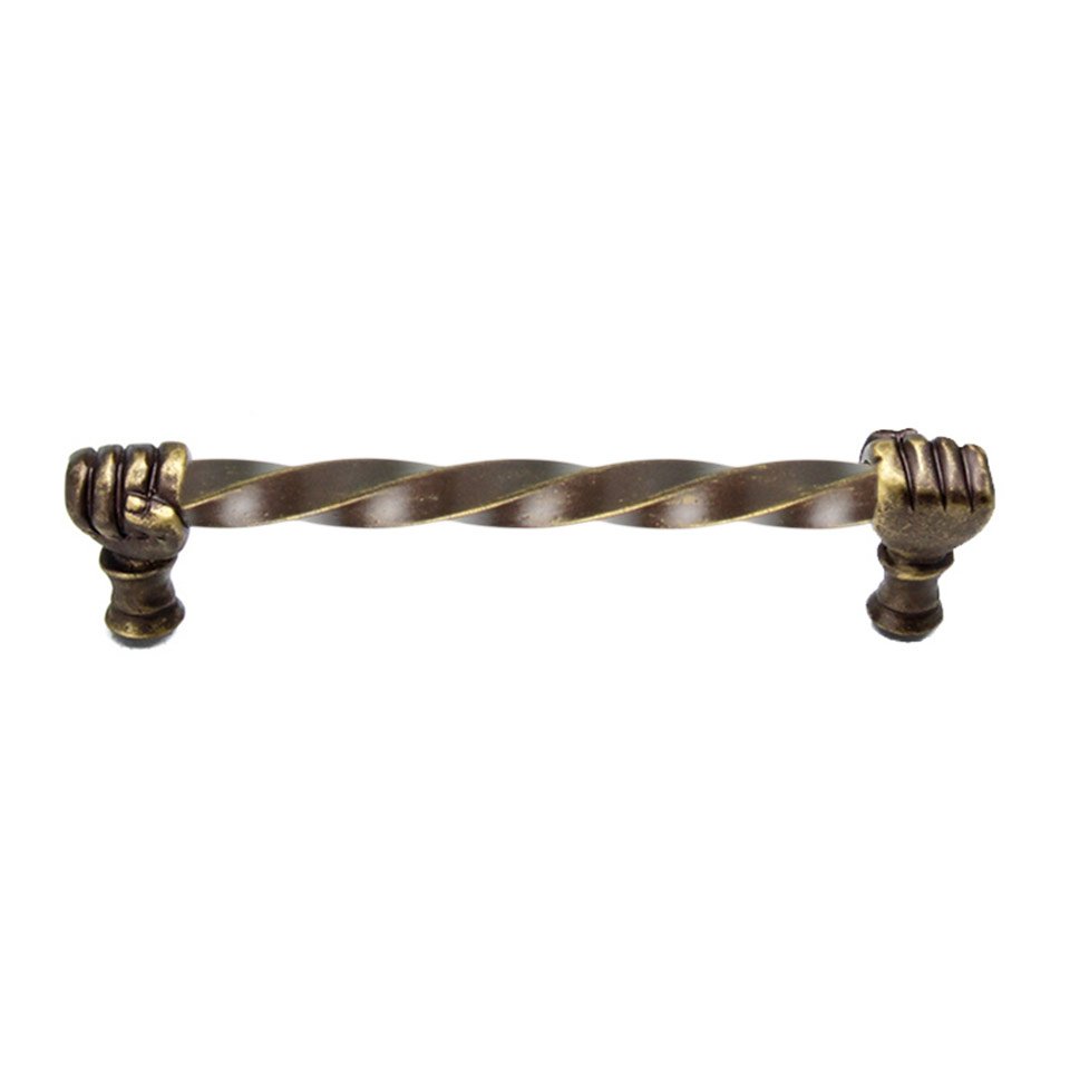 Fist 6" Center Long Pull in Antique Brass