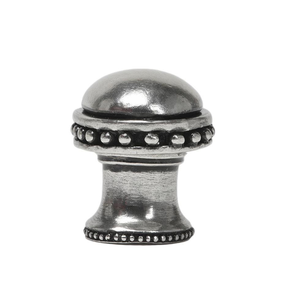 Large Round Knob with Beaded Rim in Platinum