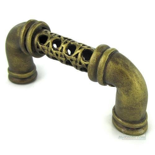 Bamboo and Cane 3" Pull in Antique Brass