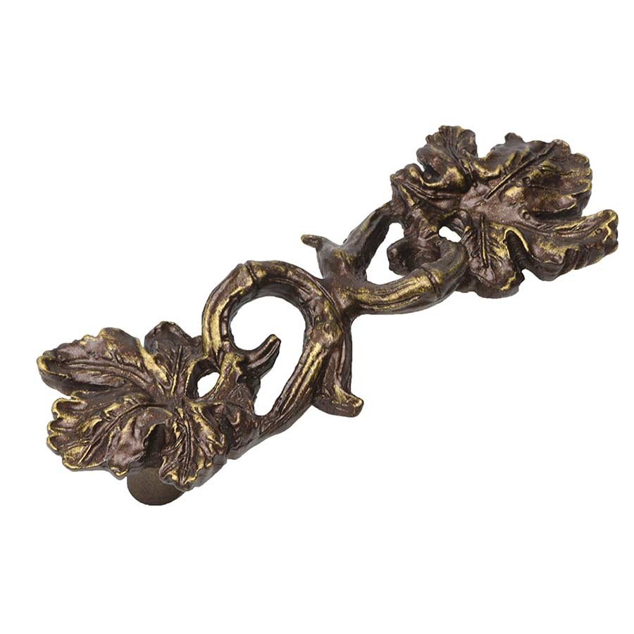 Grape Leaf and Vine 3" Pull in Antique Brass