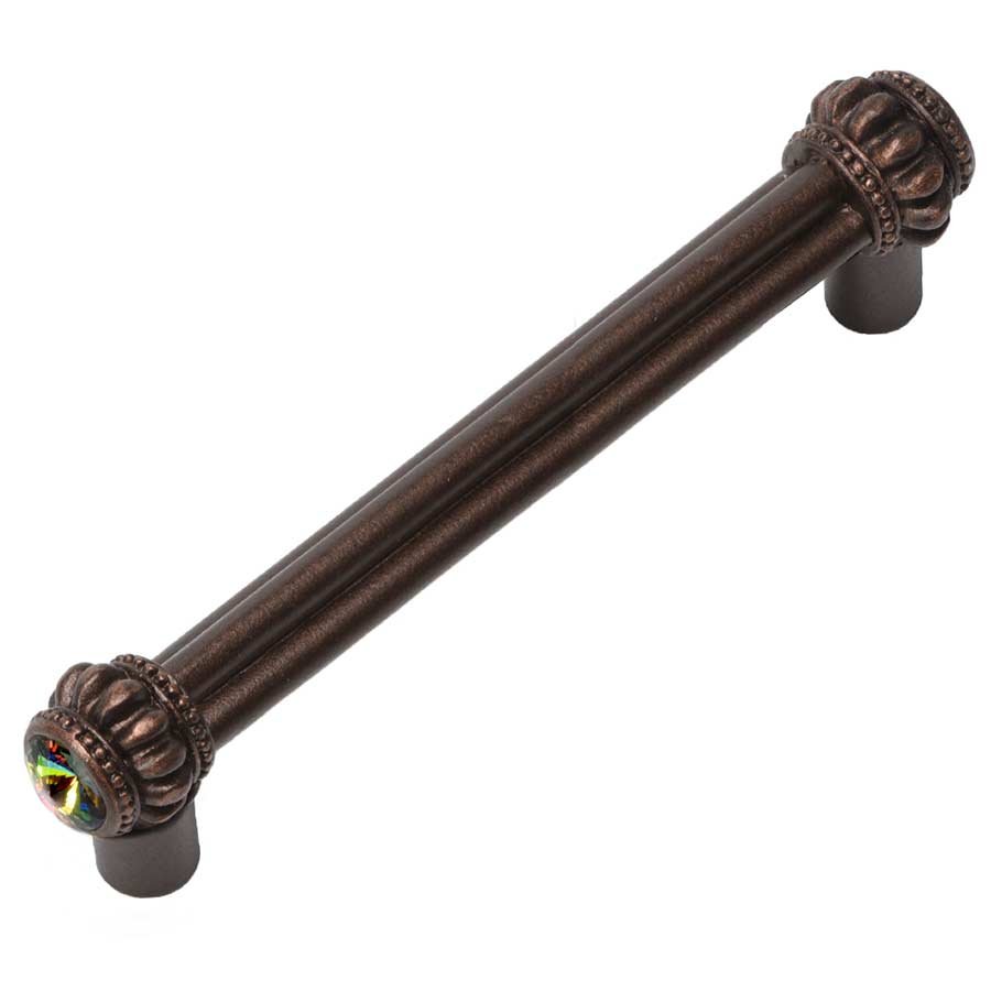 Double Crystal 4" Pull w/ Swarovski Crystals in Oil Rubbed Bronze