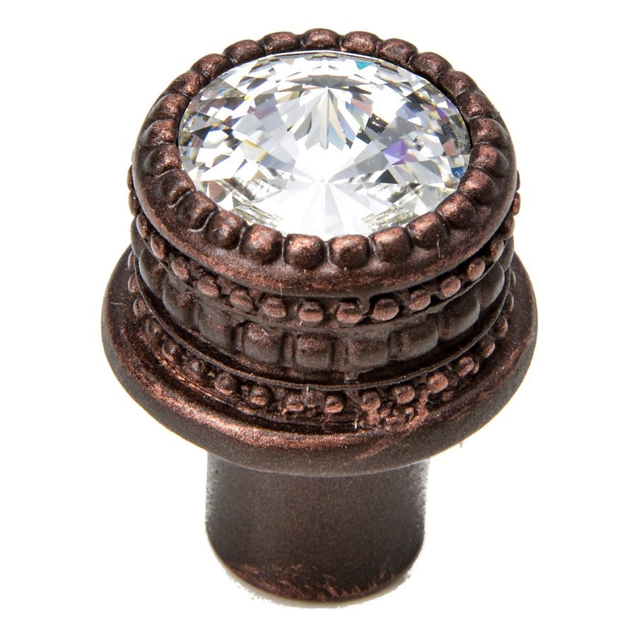 Medium Round Knob in Oil Rubbed Bronze with Swarovski Crystal