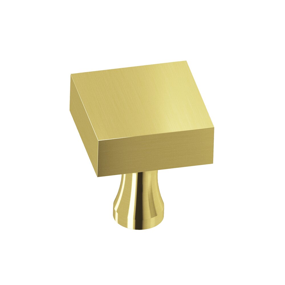 1" Square Knob In Polished Brass Unlacquered