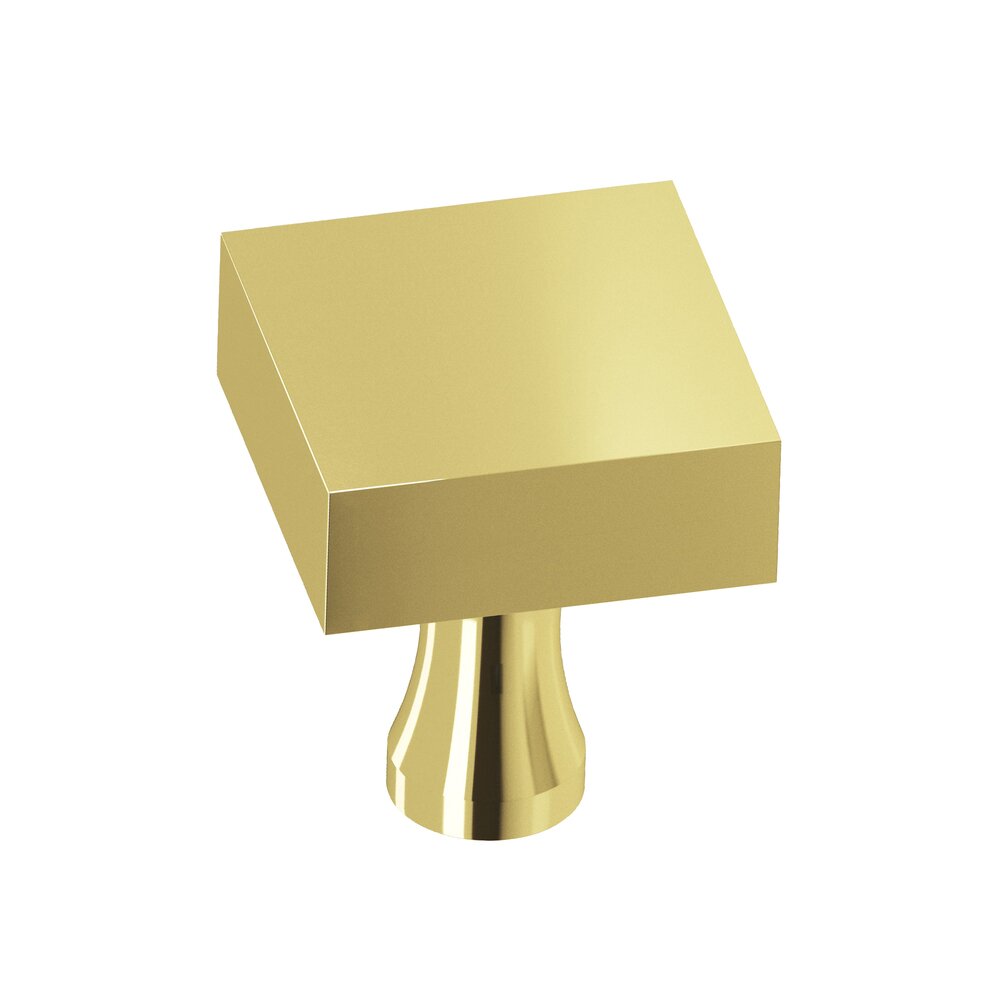 1 1/4" Square Knob In Polished Brass