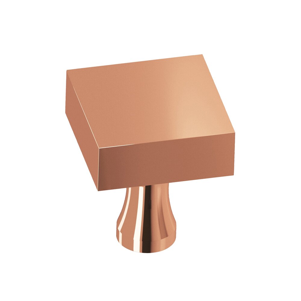 1 1/4" Square Knob In Polished Copper