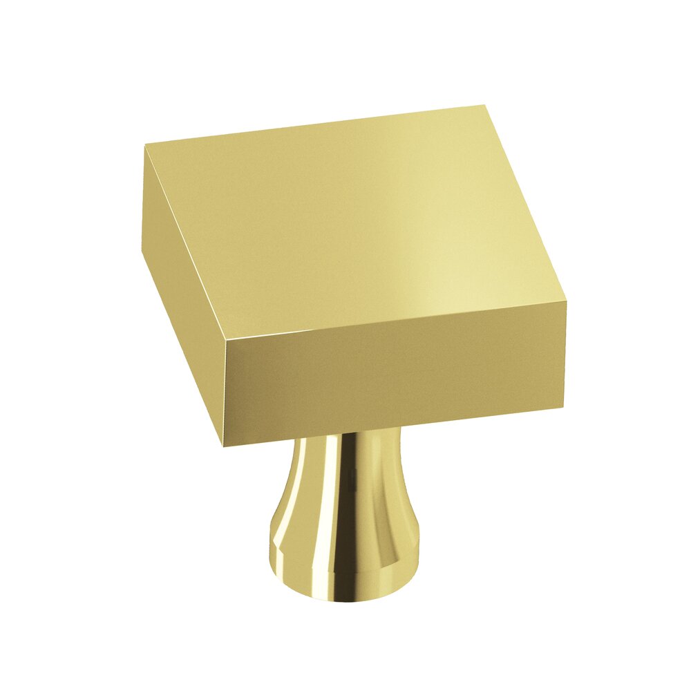 1 1/2" Square Knob In Polished Brass