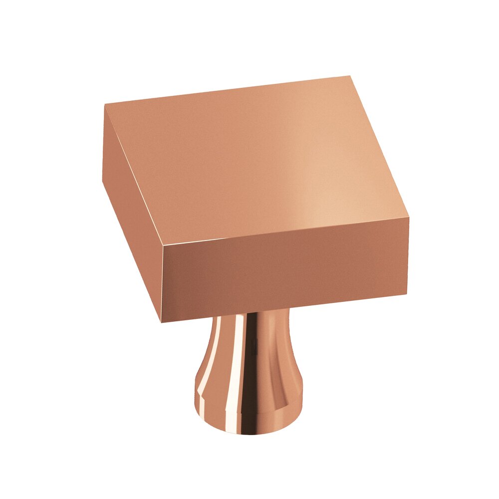 1 1/2" Square Knob In Polished Copper