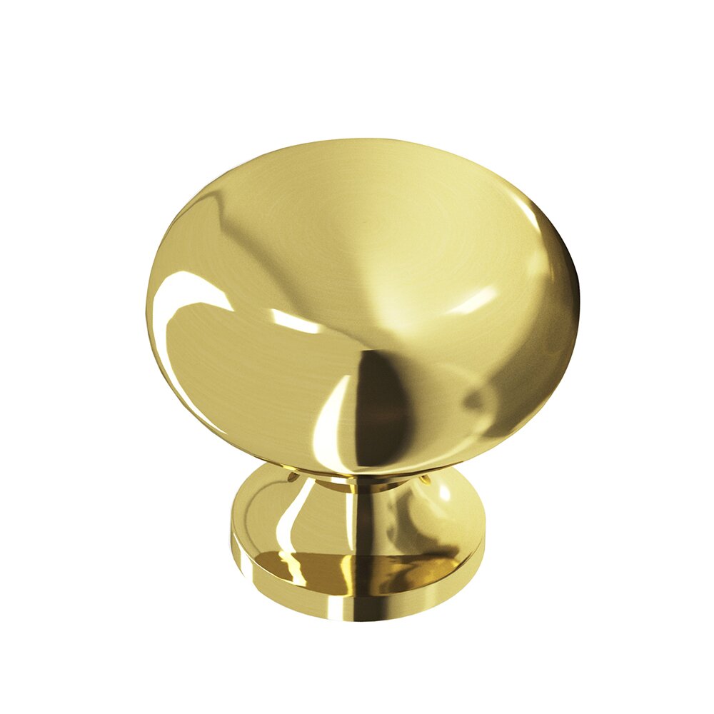 1 1/8" Diameter Knob In Polished Brass Unlacquered