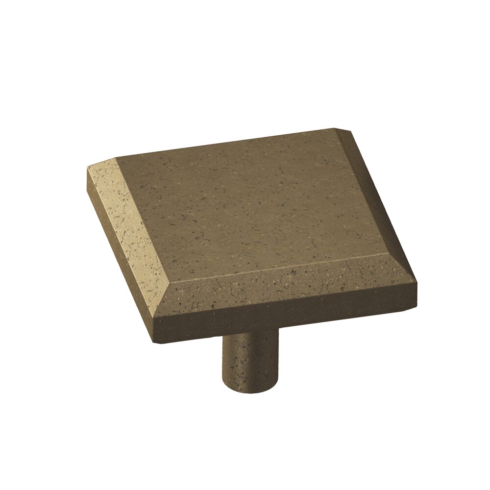 1 1/2" Square Beveled Knob In Distressed Oil Rubbed Bronze