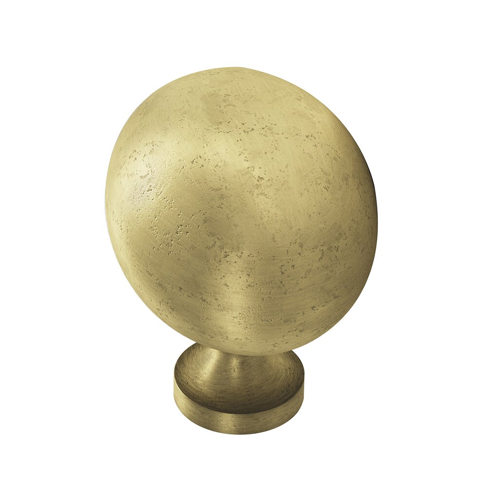1 1/2" Long Oval Knob in Distressed Antique Brass