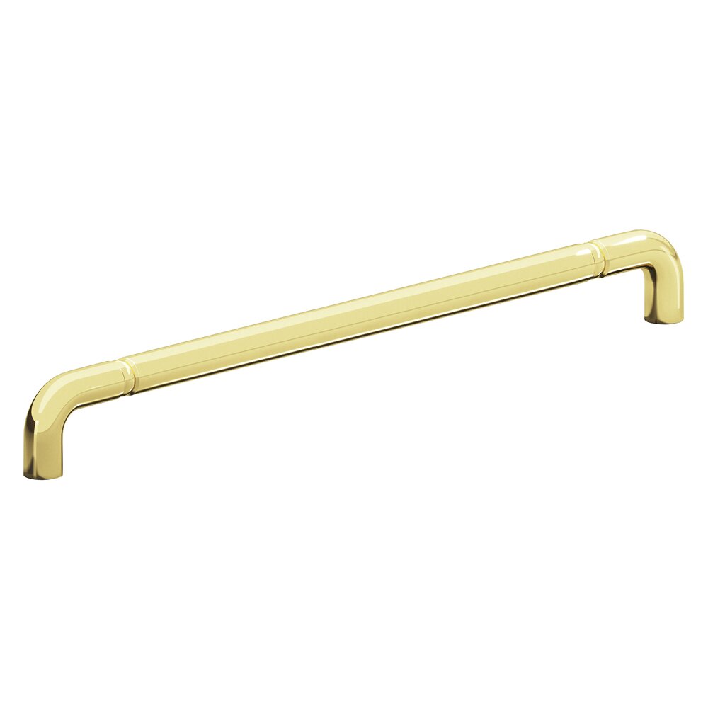18" Centers Beaded Thru Bolt Pull in Unlacquered Polished Brass