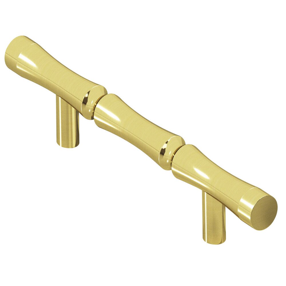 3" Centers Bamboo Pull in Polished Brass Unlacquered