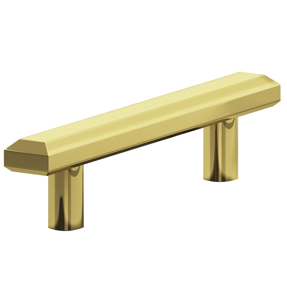 4" Centers Beveled Pull in Polished Brass Unlacquered