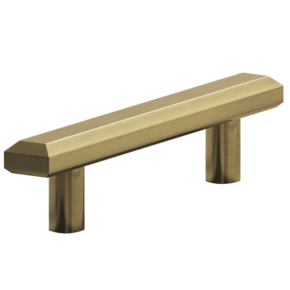 4" Centers Beveled Pull in Antique Brass