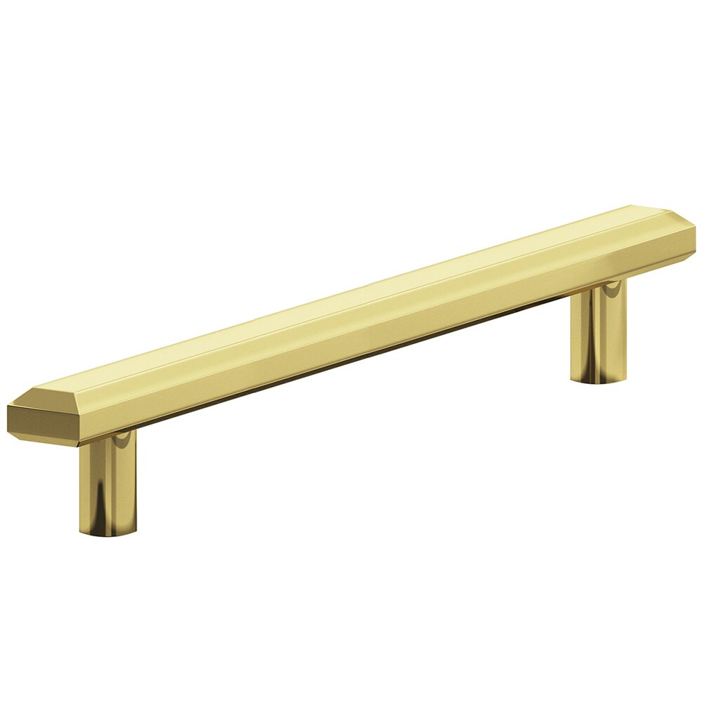 6" Centers Beveled Pull in Polished Brass