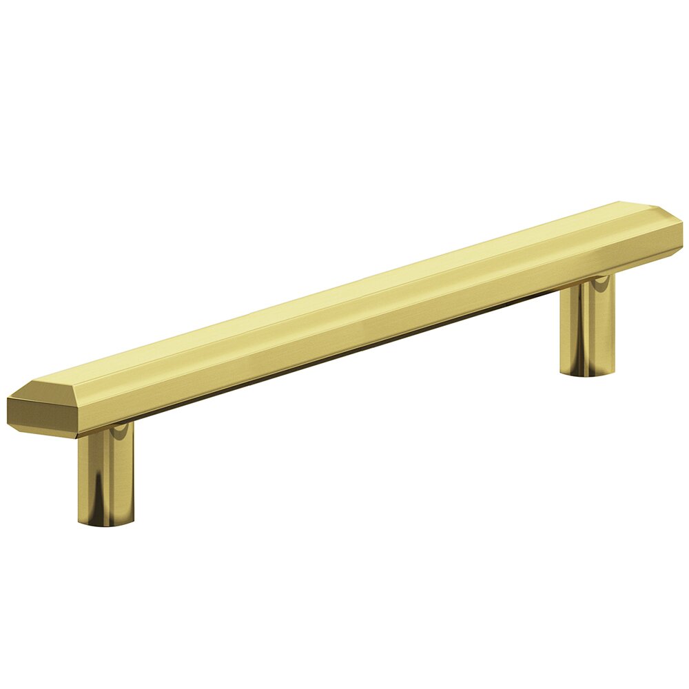 6" Centers Beveled Pull in Polished Brass Unlacquered