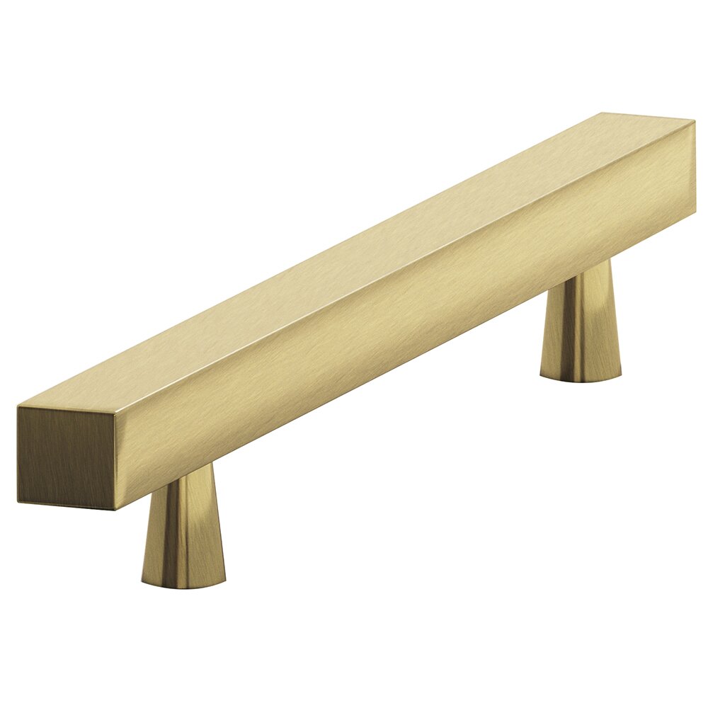 3 1/2" Centers Square Bar Pull in Antique Brass