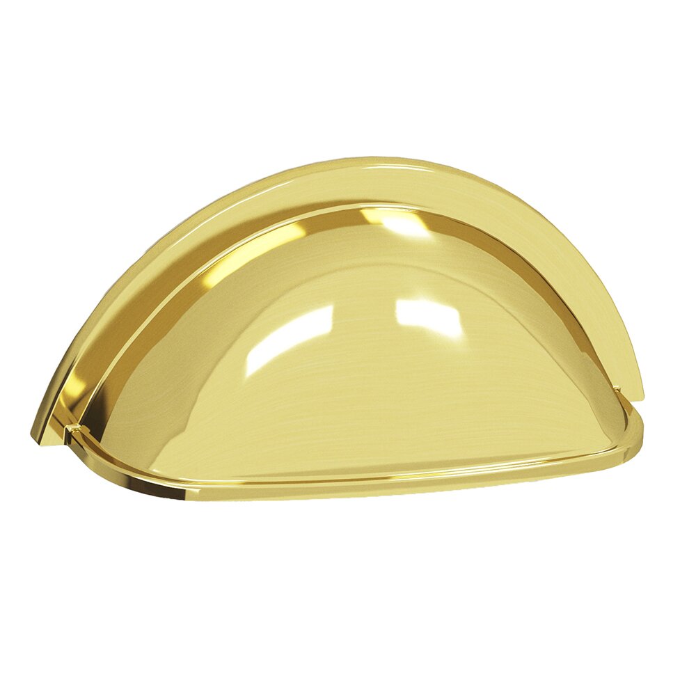 3" Centers Round Cup Pull in Polished Brass Unlacquered