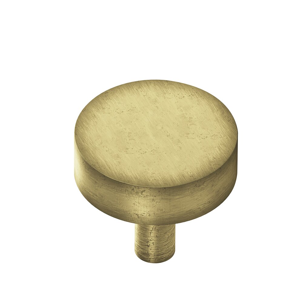1" Diameter Round Knob in Distressed Antique Brass